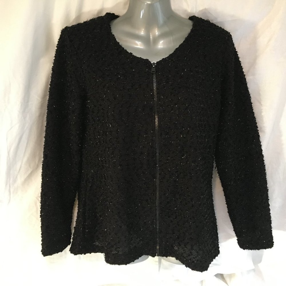 Jacket Fiori M Women's Black Sparkle Dress Evening Zipper Size Medium